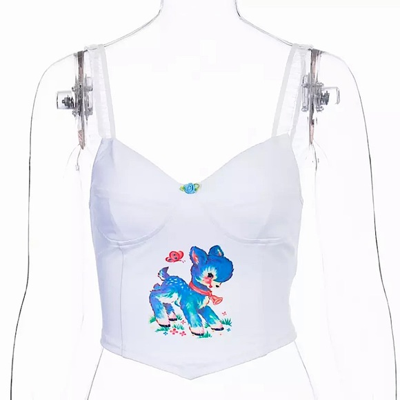 White baby deer cropped corset top - Picture 3 of 13